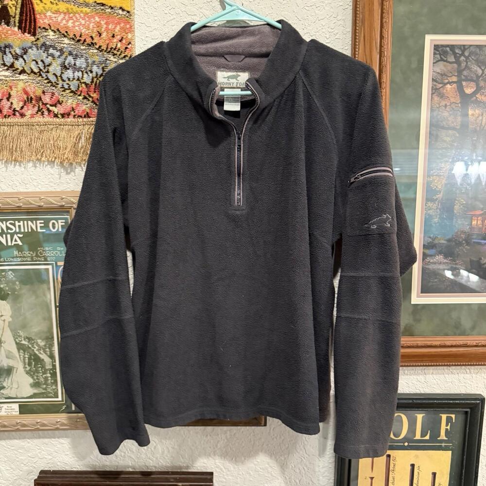 Horny Toad Fleece Pullover Sweater Womens Large Grey‎ 1/4 Zip Designer Outdoor